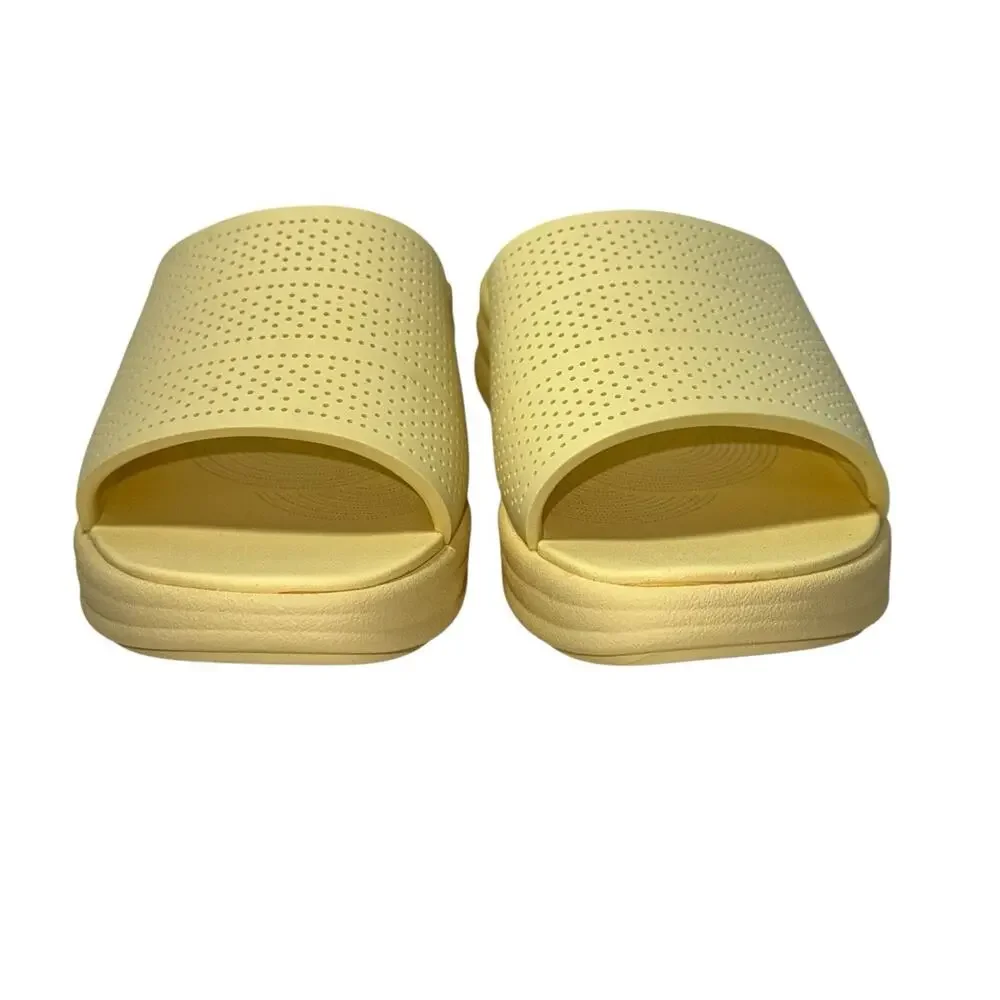 Clarks Drift Twist Light Yellow Platform Slide Sandals SZ/7W